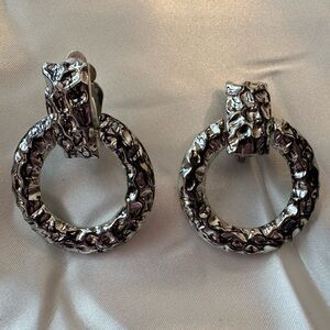 Grey gunmetal circle knocker earrings